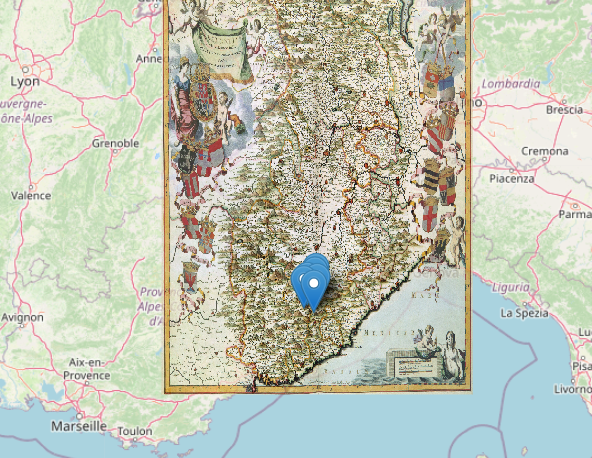 carte Borgonio 1683 sur fond openstreet
