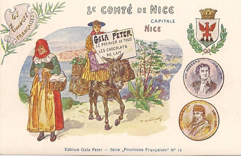carte postale du Comté de Nice en 1860