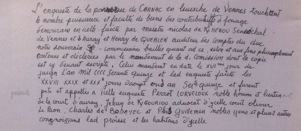 enquete fiscale 1475 Carnac