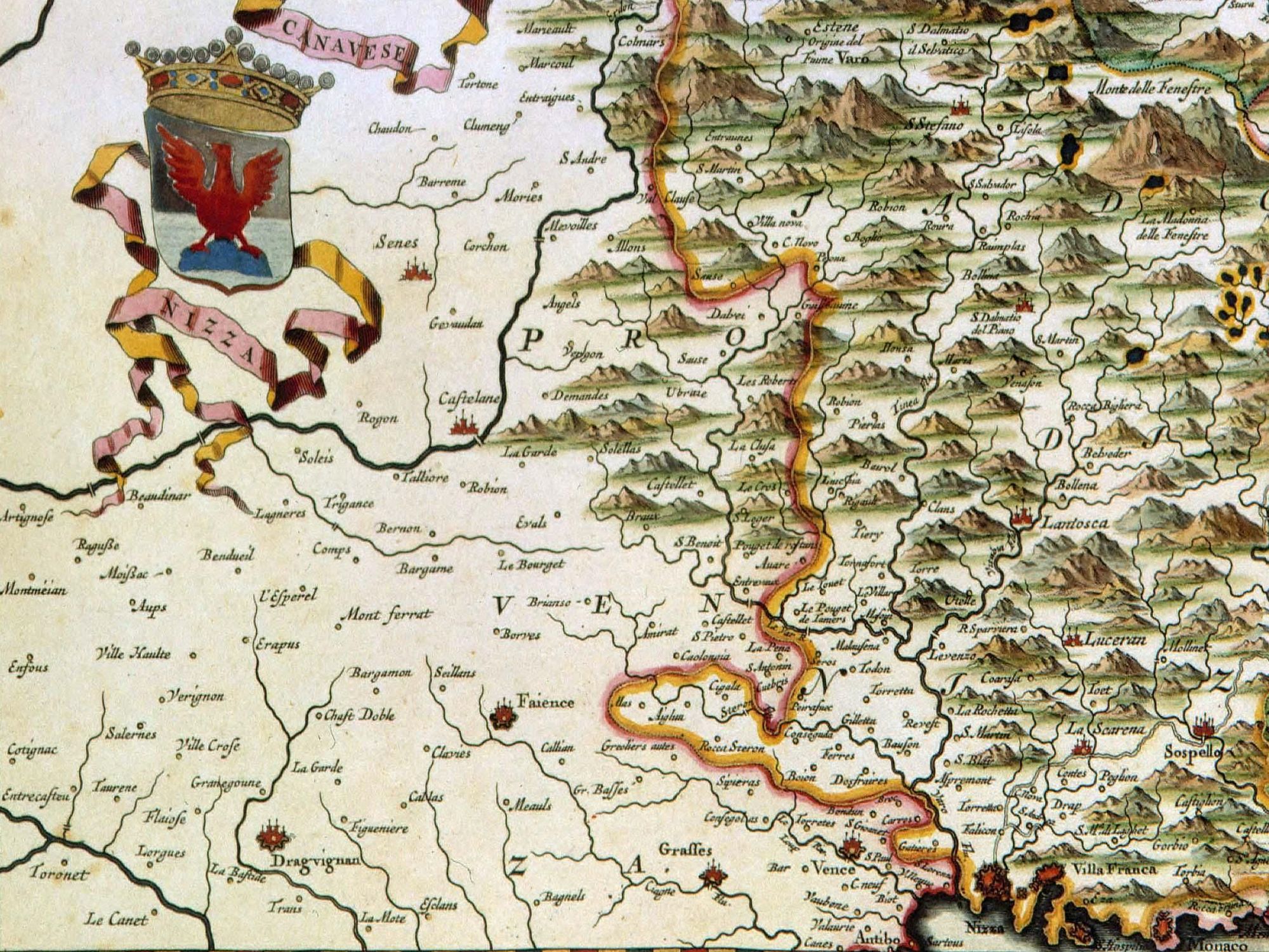 carte du Comté de Nice faite par Borgignio en 1683